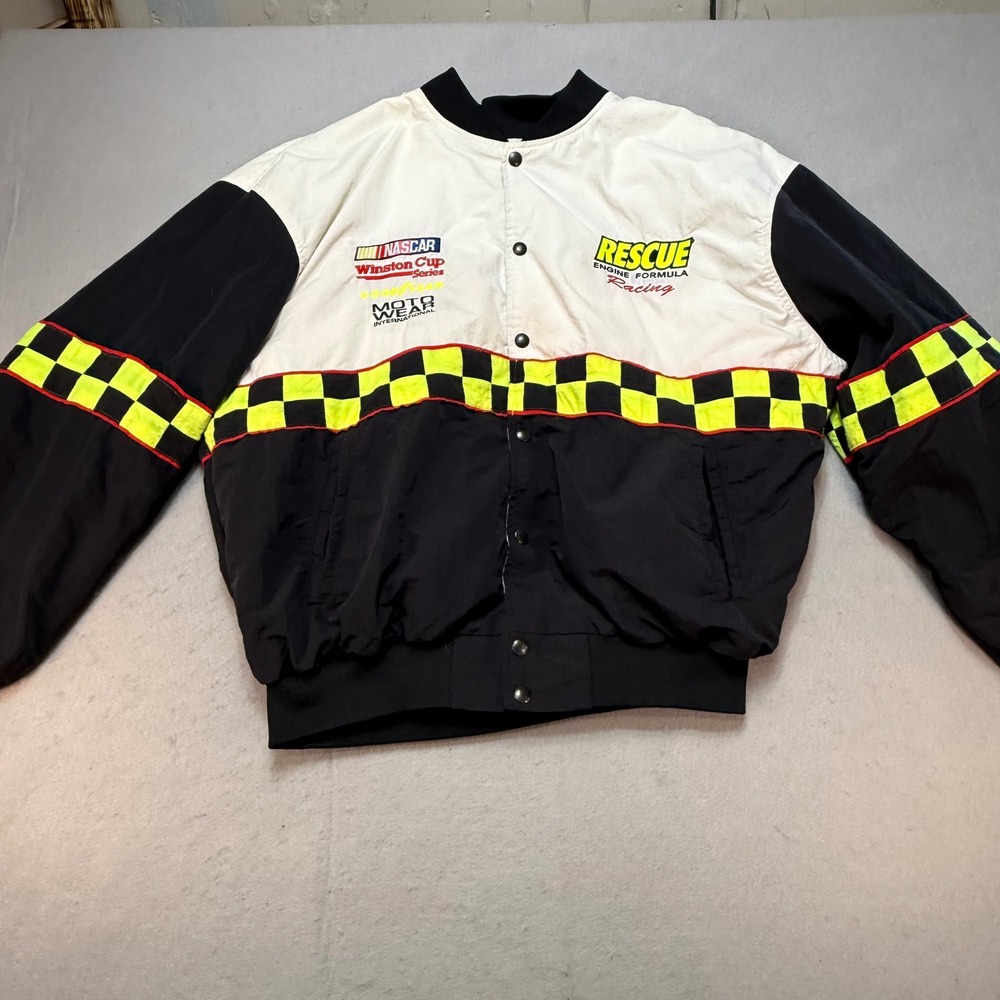 Moda International Black and Cream Racing Bomber Jacket